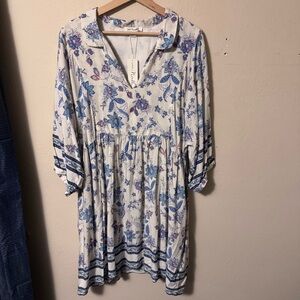 NWT Simply Noelle long sleeve floral print dress Size XXL